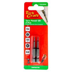 Torx Tx 4 Classic Power Bit 50mm 2pc Carded